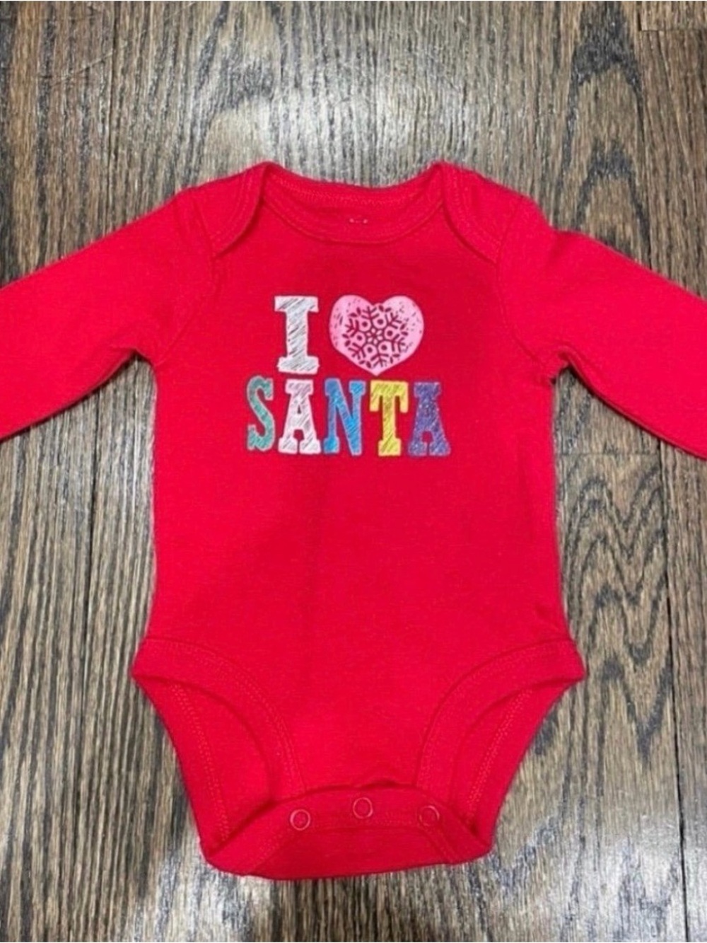 Carter's Red Long-Sleeve 'I ♥ SANTA' Baby One-Piece size newborn